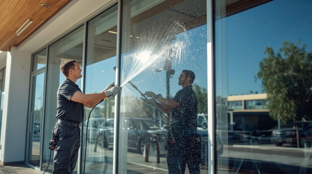 Commercial eco-friendly window cleaning for storefronts and offices