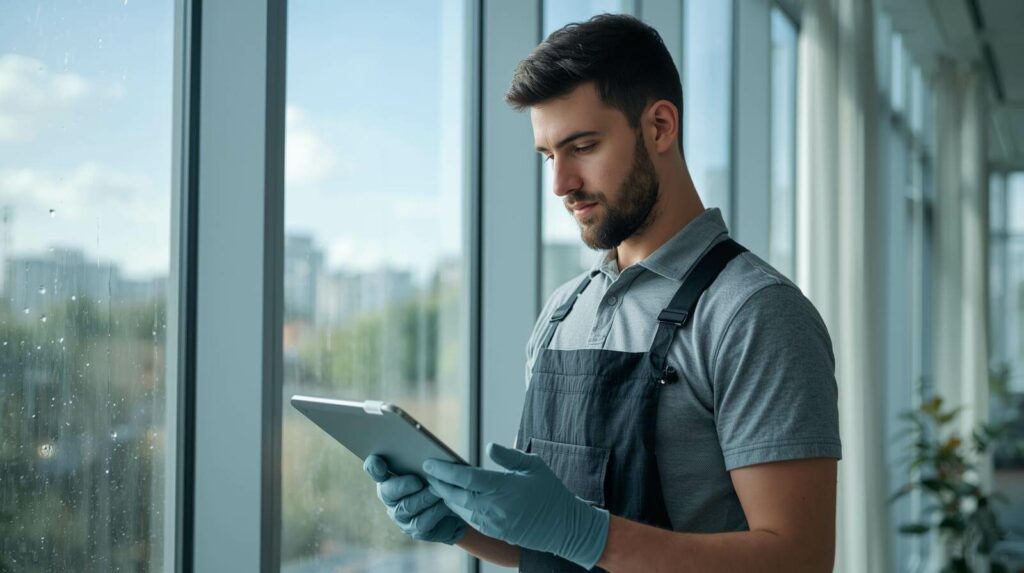 Scheduled window cleaning maintenance service.