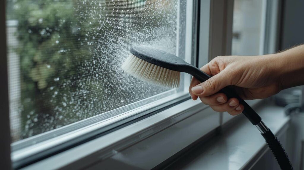 Window screen cleaning and frame detailing in Phoenix homes.