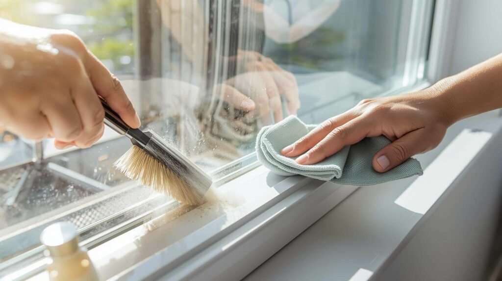 Cleaning window frames with eco-friendly products — Phoenix Window Pro