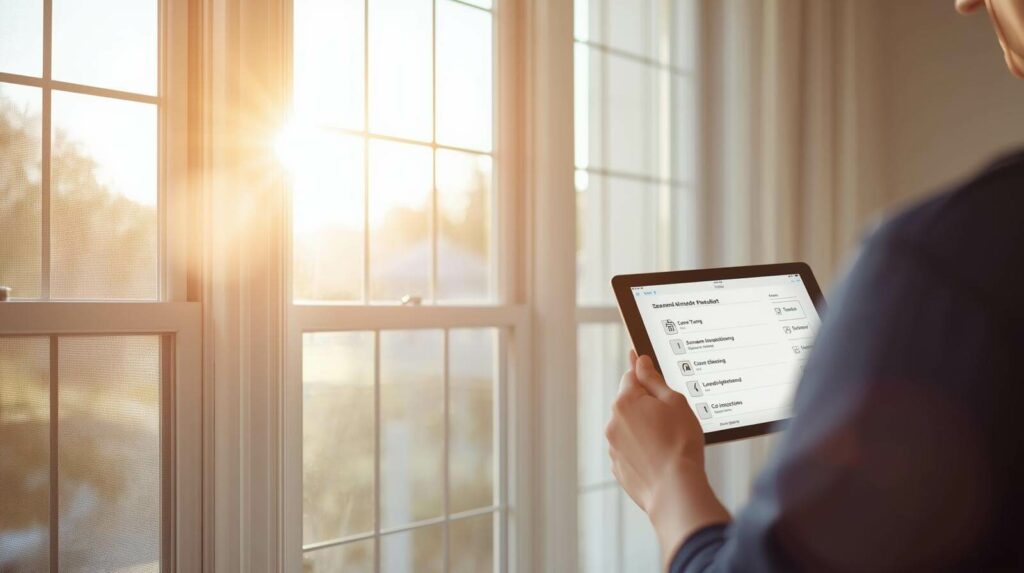 Homeowner reviewing maintenance plan on tablet — Phoenix Window Pro