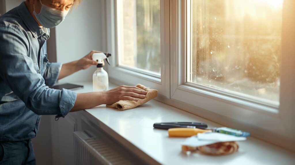 Polishing window frame and sill to restore shine — Phoenix technician