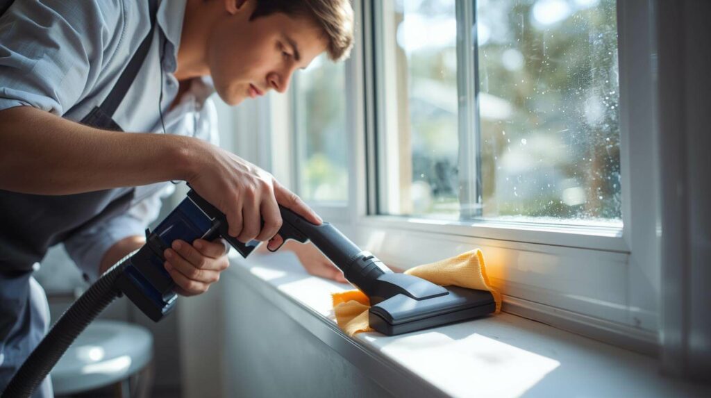 Track and sill cleaning residential window cleaning in Phoenix.